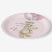 Teddy Bear Balloons Baby Shower Paper Plates Pappteller (Schrägansicht)