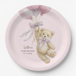 Teddy Bear Balloons Baby Shower Paper Plates Pappteller