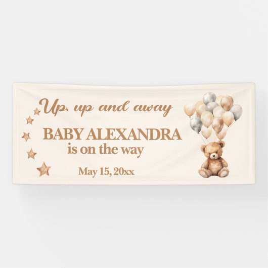 Teddy Bear Balloons Babydusche auf und ab Banner (Horizontal)