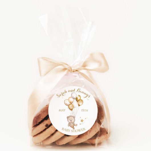 Teddy Bear Balloons Babydusche bevorzugt Dekoratio Runder Aufkleber