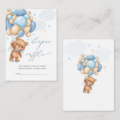 Teddy Bear Balloons Babydusche Windelwanne Begleitkarte (Vorne/Hinten)