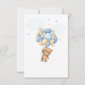 Teddy Bear Balloons Babydusche Windelwanne Mitteilungskarte (Rückseite)