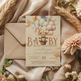 Teddy Bear Balloons Bearly Wait Baby Dusche Einladung