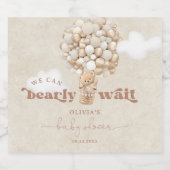 Teddy Bear Balloons Bearly Wait Baby Dusche Schaumweinetikett (Einzelnes Label)