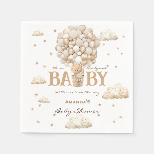 Teddy Bear Balloons Bearly Wait Boho Baby Dusche Serviette (Vorderseite)