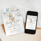 Teddy Bear Balloons Bearly Wait Boy Baby Dusche Einladung