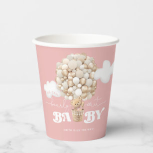 Teddy Bear Balloons Bearly Wait Girl Baby Dusche Pappbecher