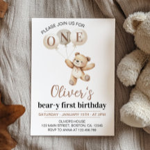 Teddy Bear Balloons Beary First Birthday