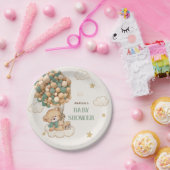 Teddy Bear Balloons Beige Green Baby Dusche Pappteller (Party)
