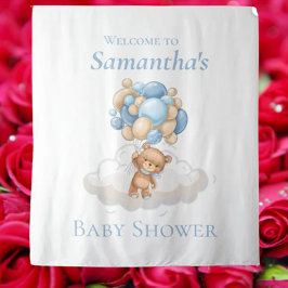 Teddy Bear Balloons Blue Baby Dusche Hintergrund Wandteppich