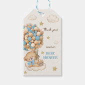 Teddy Bear Balloons Blue Baby Dusche Vielen Dank Geschenkanhänger (Vorderseite)