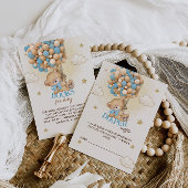 Teddy Bear Balloons Blue Baby Dusche Windelwanne W Begleitkarte