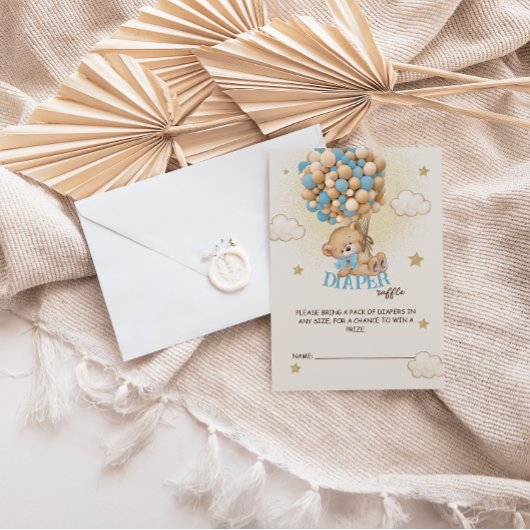 Teddy Bear Balloons Blue Baby Dusche Windelwanne W Begleitkarte