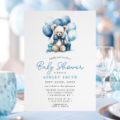 Teddy Bear Balloons Blue Boy Baby Dusche Einladung