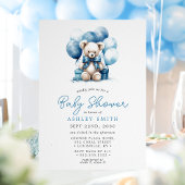 Teddy Bear Balloons Blue Boy Baby Dusche Einladung