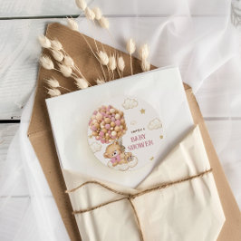Teddy Bear Balloons Blush Pink Runder Aufkleber