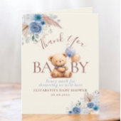 Teddy Bear Balloons Boho Blue Rose Floral Dankeskarte