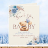 Teddy Bear Balloons Boho Blue Rose Floral Dankeskarte