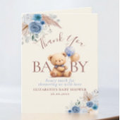 Teddy Bear Balloons Boho Blue Rose Floral Dankeskarte
