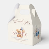 Teddy Bear Balloons Boho Blue Rose Floral Geschenkschachtel (Vorderseite)