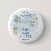 Teddy Bear Balloons Boy Bearly Wait Baby Dusche Button (Vorderseite)