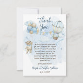 Teddy Bear Balloons Boy Bearly Wait Baby Dusche Dankeskarte (Vorderseite)