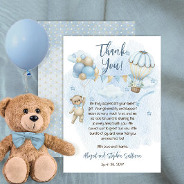 Teddy Bear Balloons Boy Bearly Wait Baby Dusche Dankeskarte