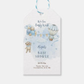 Teddy Bear Balloons Boy Bearly Wait Baby Dusche Geschenkanhänger (Vorderseite)