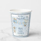 Teddy Bear Balloons Boy Bearly Wait Baby Dusche Pappbecher (Rückseite)