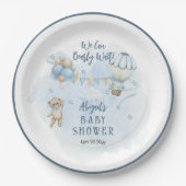 Teddy Bear Balloons Boy Bearly Wait Baby Dusche Pappteller (Vorderseite)