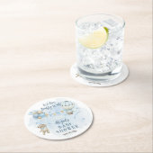 Teddy Bear Balloons Boy Bearly Wait Baby Dusche Runder Pappuntersetzer (Vor Ort)