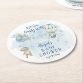 Teddy Bear Balloons Boy Bearly Wait Baby Dusche Runder Pappuntersetzer (Angewinkelt)