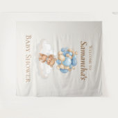 Teddy Bear Balloons Brown Baby Dusche Hintergrund Wandteppich (Vorderseite (Horizontal))