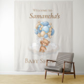 Teddy Bear Balloons Brown Baby Dusche Hintergrund Wandteppich (Beispiel)