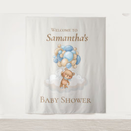 Teddy Bear Balloons Brown Baby Dusche Hintergrund Wandteppich