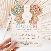 Teddy Bear Balloons Clouds & Stars Gender Reveal Einladung