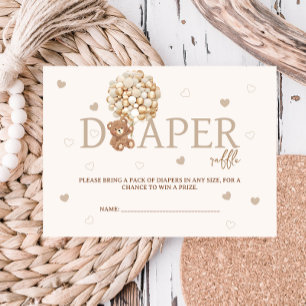 Teddy Bear Balloons Diaper Raffle Baby Dusche Begleitkarte