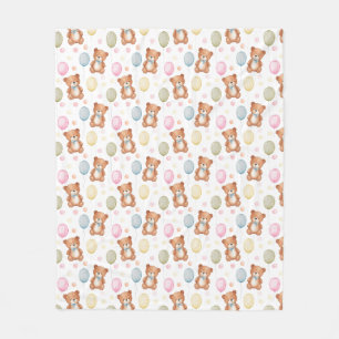 Teddy Bear & Balloons Fleece Blanket - weich & gem