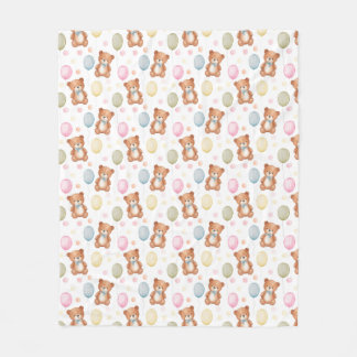 Teddy Bear & Balloons Fleece Blanket - weich & gem