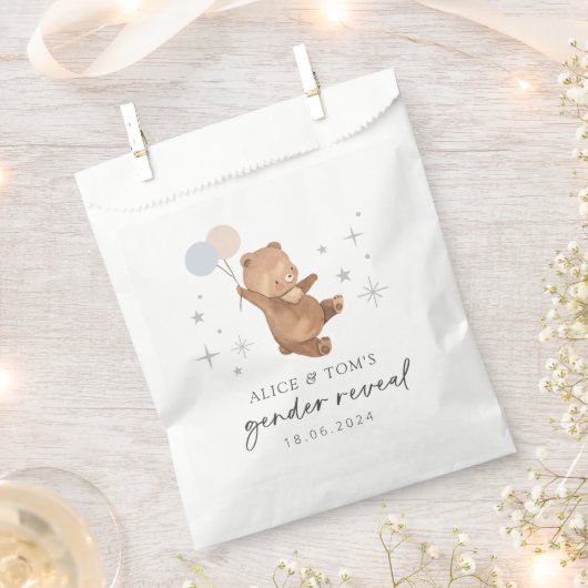Teddy Bear Balloons Gender Reveal Geschenktütchen (Ausgeschnitten)