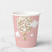Teddy Bear Balloons Girl Baby Shower Pappbecher (Rückseite)
