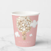 Teddy Bear Balloons Girl Baby Shower Pappbecher (Vorderseite)