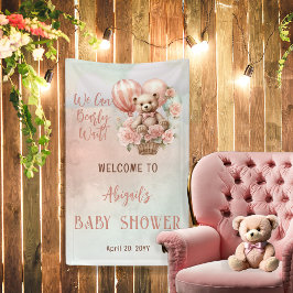 Teddy Bear Balloons Girl Bearly Wait Baby Shooter Banner