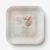 Teddy Bear Balloons Girl Bearly Wait Baby Shooter Pappteller (Vorderseite)