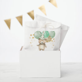Teddy Bear Balloons Green Gold Baby Dusche Geschenktütchen