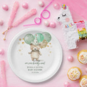 Teddy Bear Balloons Green Gold Baby Dusche Pappteller (Party)