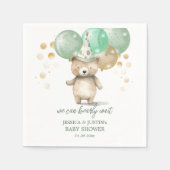 Teddy Bear Balloons Green Gold Baby Dusche Serviette (Vorderseite)