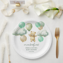 Teddy Bear Balloons Green Sky Baby Dusche