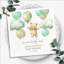 Teddy Bear Balloons Green Sky Baby Dusche
