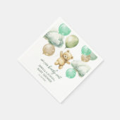 Teddy Bear Balloons Green Sky Baby Dusche Serviette (Ecke)